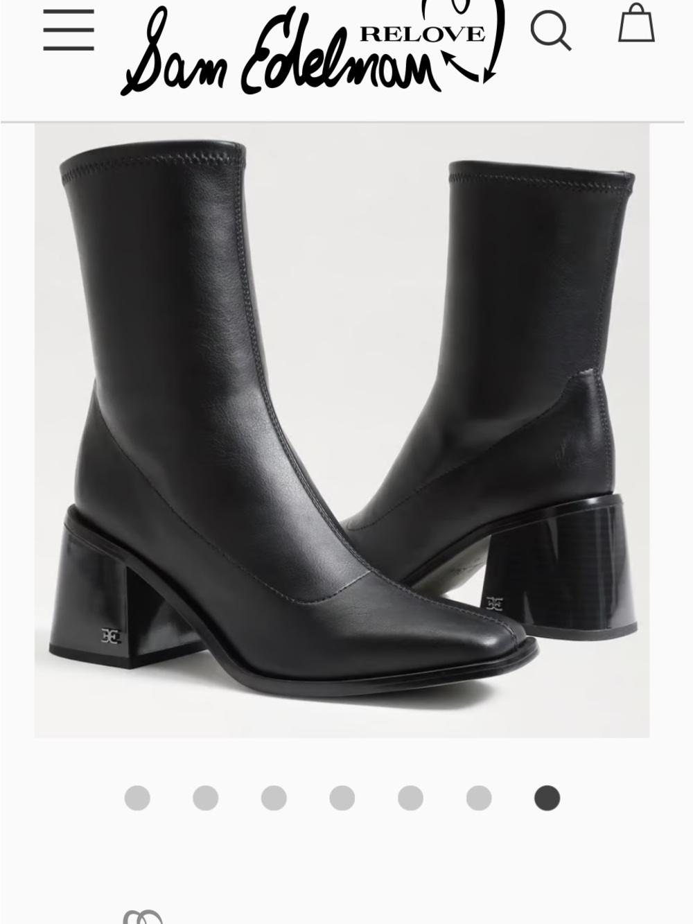 Sam Edelman Black Leather Mid-Calf Block Heel Ankle Boots